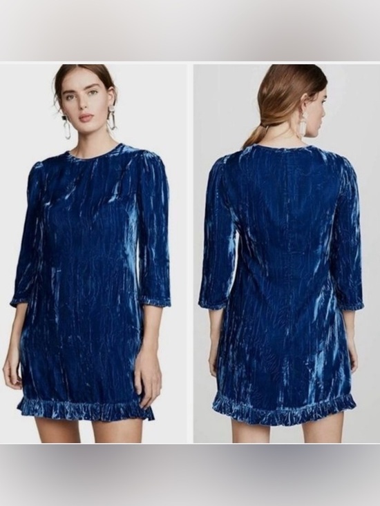 Shoshanna Dresses & Skirts - Shoshanna Midnight Blue Crushed Velvet Mini Dress